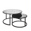 Round Coffee Table Set of 2 Set of 2 Nesting Tables; Metal Frame & Glass Top End Tables for Living Room Bedroom