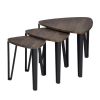 Nesting Coffee Table; Set of 3 End Tables for Living Room; Stacking Side Tables; Wood Look Accent Furniture with Metal Frame - WALNUT & BLACK