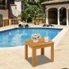 Wooden Square Side End Table Patio Coffee Bistro Table Indoor Outdoor Natural