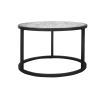 Round Coffee Table Set of 2 Set of 2 Nesting Tables; Metal Frame & Glass Top End Tables for Living Room Bedroom