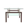 Rectangle Walnut Glass Coffee Table; Clear Coffee Table; Modern Side Center Tables for Living Room; Living Room Furniture