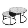 Round Coffee Table Set of 2 Set of 2 Nesting Tables; Metal Frame & Glass Top End Tables for Living Room Bedroom