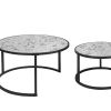 Round Coffee Table Set of 2 Set of 2 Nesting Tables; Metal Frame & Glass Top End Tables for Living Room Bedroom