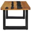 vidaXL Coffee Table 39.3"x19.6"x15.7" Solid Teak Wood and Lava Stone