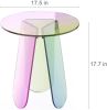 Acrylic Rainbow Color Coffee Table;  Iridescent Glass End Table Round Side Table Modern Accent TV Table for Living Bed Room Decoration