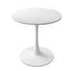 32"Modern Round Dining Table with Printed White Marble Table Top; Metal Base Dining Table; End Table Leisure Coffee Table