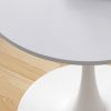 32"Modern Round Dining Table with Round MDF Table Top; Metal Base Dining Table; End Table Leisure Coffee Table; White