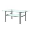 Transparent glass grey coffee table; modern simple; living room coffee table; side center table