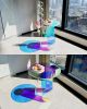 Acrylic Rainbow Color Coffee Table;  Iridescent Glass End Table Round Side Table Modern Accent TV Table for Living Bed Room Decoration