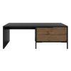 Wood and Metal Rectangular Accent Coffee Table with Drawer; Brown and Black