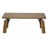 Rectangular Wooden Coffee Table with Block Legs; Natural Brown