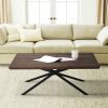 Rectangular Wooden Coffee Table with Boomerang Legs; Natural Brown Sonoma and Black