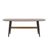 Coffee Table; 2-Tier Modern Central Table Wood and Metal Center Table; oval Modern Cocktail Table for Living Room Walnut