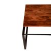 41.7 Inch Rectangular Coffee Table with Plank Style Top; Metal Frame; Brown and Black