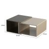 35 Inch Contemporary 2 Tone Wood Coffee Table; 2 Open Compartments; Light Gray; Cream