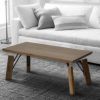 Rectangular Wooden Coffee Table with Block Legs; Natural Brown