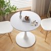 32"Modern Round Dining Table with Round MDF Table Top; Metal Base Dining Table; End Table Leisure Coffee Table; White