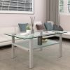 Transparent glass grey coffee table; modern simple; living room coffee table; side center table