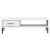 vidaXL Coffee Table with Metal Legs White Solid Wood Pine OSLO