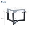 ON-TREND Round Glass Coffee Table Modern Cocktail Table Easy Assembly with Tempered Glass Top & Sturdy Wood Base (Black)