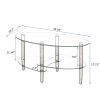 Transparent Oval glass coffee table; modern table in living room Oak wood leg tea table 3-layer glass table