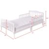 Toddler Bed; Wooden Kids Bed Frame Kids Classic Sleep Bedroom Furniture With Safety Rail (White)