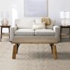 Rectangular Wooden Coffee Table with Block Legs; Natural Brown