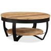 vidaXL Coffee Table Solid Rough Mango Wood 25.6"x12.6"