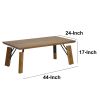 Rectangular Wooden Coffee Table with Block Legs; Natural Brown