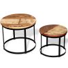 vidaXL Two Piece Coffee Table Set Solid Reclaimed Wood Round 15.7"/19.7"