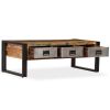 vidaXL Coffee Table with 3 Drawers Solid Reclaimed Wood 39.4"x19.7"x13.8"