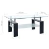 vidaXL Coffee Table Black and Transparent 37.4"x21.7"x15.7" Tempered Glass