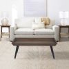 Rectangular Wooden Coffee Table with Tray Top and Metal Legs; Brown and Black