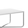 Wren 35 Inch Modern Coffee Table; Rectangular Top; Steel Cross Base; White; Chrome