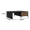 Wood and Metal Rectangular Accent Coffee Table with Drawer; Brown and Black