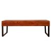 41.7 Inch Rectangular Coffee Table with Plank Style Top; Metal Frame; Brown and Black