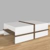 Belle 35 Inch Modern Wood Rectangular Coffee Table with Side Shelf; White and Brown