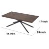 Rectangular Wooden Coffee Table with Boomerang Legs; Natural Brown Sonoma and Black