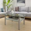 Transparent glass grey coffee table; modern simple; living room coffee table; side center table