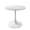 32"Modern Round Dining Table with Round MDF Table Top; Metal Base Dining Table; End Table Leisure Coffee Table; White