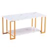 Coffee Table;  2 Layers 1.5cm Thick Marble MDF Rectangle 39.37" L Tabletop Iron Coffee Table ;  Dining Room;  Coffee Shop;  Resterant;  White Top;  Go