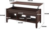 Wooden Lift Top Coffee Table; All Painted; w/Hidden Storage Compartment &amp; Lower 3 Cube Open Shelves for Living Room/Reception Room/Office; Brown