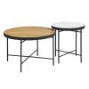 Set of 2 Round Side Table; Sofa End Table; Accent Table Round; Coffee Table Waterproof for Living Room Bedroom; wood &amp; marple