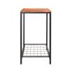 2-Tier End Table; Industrial Side Table Nightstand with Durable Metal Frame; Coffee Table with Mesh Shelves for Living Room; Rustic Brown and Black