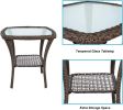 Outdoor Side Table;  Indoor Outdoor Glass Top Wicker Coffee Bistro Table;  All-Weather Patio Square Storage End Table;  Aluminum Frame;  20''x 20''x20