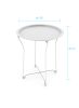 Atlantic Round Metal Tray White End Side Table; Removable Tray Outdoor & Indoor Drink; Snack; Coffee Table; Telephone Table