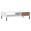 vidaXL Coffee Table with Metal Legs White Solid Wood Pine OSLO