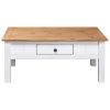 vidaXL Coffee Table White 39.4"x23.6"x17.7" Solid Pine Wood Panama Range