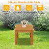 Wooden Square Side End Table Patio Coffee Bistro Table Indoor Outdoor Natural