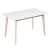 47.2" Modern Dining Table; Solid Wood Dining Table Leisure Coffee Tea Table; white